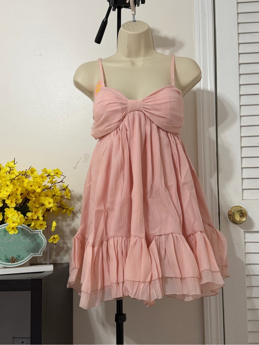 Blush Pink Spaghetti Strap Babydoll Dress